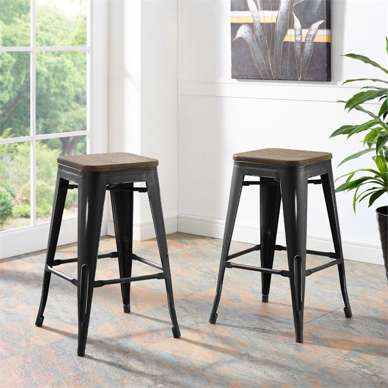 Modway Promenade Metal Counter Stool in Black (Set of 2) | Cymax Business