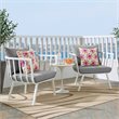 Modway Riverside Modern Fabric Outdoor Armchair in White/Gray (Set of 2)