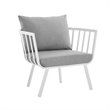 Modway Riverside Modern Fabric Outdoor Armchair in White/Gray (Set of 2)