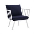 Modway Riverside Modern Fabric Outdoor Armchair in White/Navy (Set of 2)