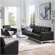 Modway Loft 2-Piece Modern Tufted Faux Leather Sofa and Armchair Set in Black