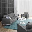 Modway Loft 2-Piece Faux Leather Upholstered Sofa Set in Silver/Gray