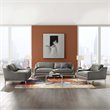 Modway Harness 3-Piece Stainless Steel & Leather Sofa Set in Gray