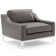 Modway Harness 3-Piece Stainless Steel & Leather Sofa Set in Gray