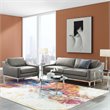 Modway Harness Stainless Steel & Leather Sofa and Armchair Set in Gray