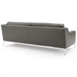 Modway Harness 3-Piece Stainless Steel and Leather Sofa Set in Gray