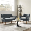 Modway Sheer Modern Fabric Upholstered Armchair Set in Gray (Set of 2)