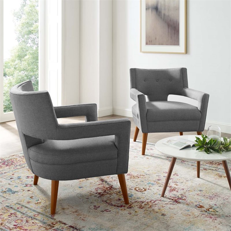 Modway Sheer Upholstered Armchair in Light Gray (Set of 2) | Cymax Business