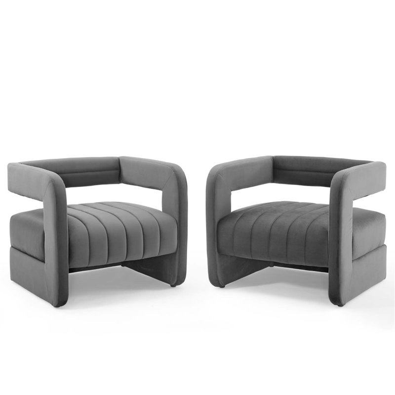 Modway Range Tufted Velvet Accent Armchair In Charcoal Set Of 2 Eei 4163 Cha - Tufted Accent Armchair Modway Range Tufted Velvet Accent Armchair In Charcoal Set Of 2 Eei 4163 Cha - Tufted Accent Armchair