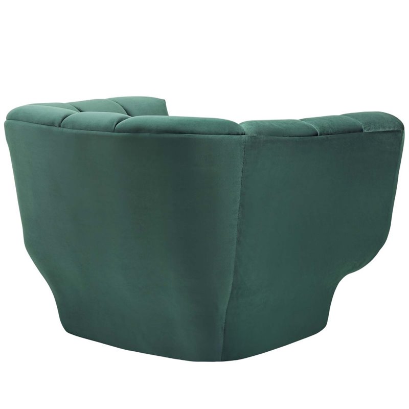 Modway Entertain Modern Channel Tufted Velvet Armchair in Green (Set of 2)