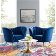 Modway Opportunity Modern Velvet Armchair Set in Gold/Navy (Set of 2)