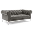 Modway Idyll 3-Piece Tufted Leather Upholstered Loveseat Set in Gray