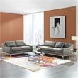 Modway Harness Stainless Steel & Leather Sofa and Loveseat Set in Gray