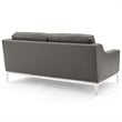 Modway Harness Stainless Steel & Leather Sofa and Loveseat Set in Gray
