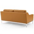 Modway Harness Stainless Steel & Leather Sofa and Loveseat Set in Tan