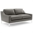 Modway Harness 3-Piece Stainless Steel & Leather Loveseat Set in Gray