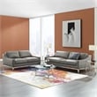 Modway Harness Stainless Steel & Leather Arm Chair in Gray (Set of 2)