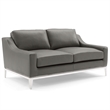 Modway Harness Stainless Steel & Leather Arm Chair in Gray (Set of 2)