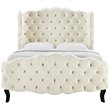 Modway Violette Tufted Wingback Velvet Queen Platform Bed in Ivory