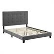 Modway Melanie Twin Tufted Button Performance Velvet Platform Bed in Gray