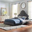 Modway Valentina Queen Tufted Nailhead Performance Velvet Platform Bed in Gray