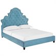 Modway Valentina Queen Tufted Nailhead Velvet Platform Bed in Sea Blue