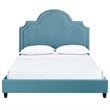 Modway Primrose Queen Modern Performance Velvet Platform Bed in Sea Blue