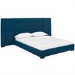 Modway Sierra Queen Performance Velvet Polyester Platform Bed in Azure Blue