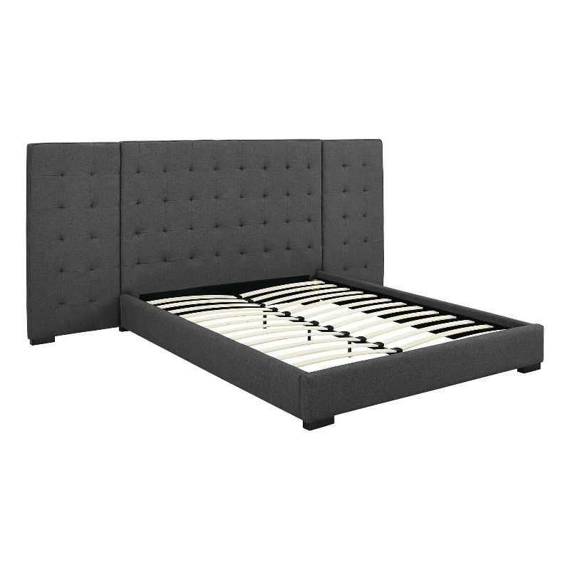 Modway Sierra Queen Performance Velvet Polyester Platform Bed in Gray