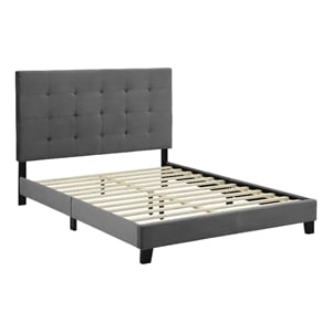 Modway Melanie Performance Velvet Upholstered Tufted King Platform Bed in Gray