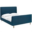 Modway Aubree Queen Upholstered Polyester Fabric Sleigh Platform Bed in Azure