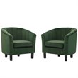 Modway Prospect Modern Performance Velvet Armchair in Emerald Green (Set of 2)