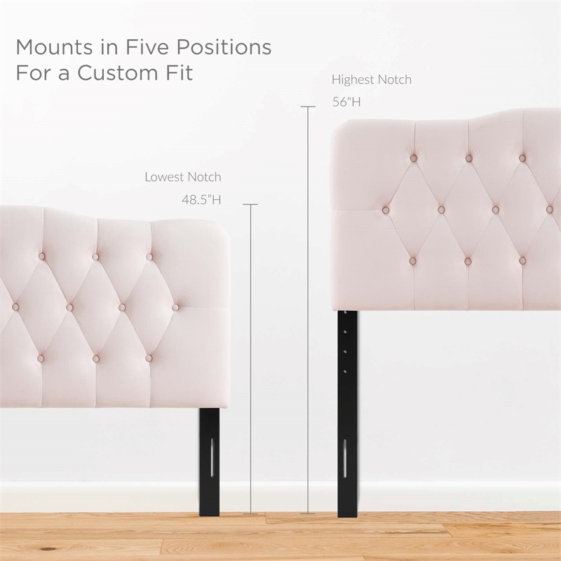 Modway Annabel King Diamond Tufted Performance Velvet Headboard in Pink