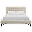 Modway Julia Queen Biscuit Tufted Upholstered Fabric Platform Bed in Beige