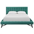 Modway Julia Queen Biscuit Tufted Performance Velvet Platform Bed in Teal Blue
