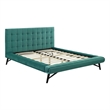 Modway Julia Queen Biscuit Tufted Performance Velvet Platform Bed in Teal Blue