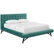 Modway Julia Queen Biscuit Tufted Performance Velvet Platform Bed in Teal Blue