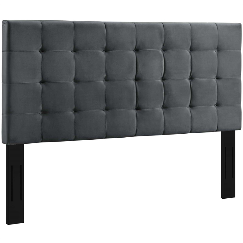 Modway Paisley Tufted Full/Queen Performance Velvet Headboard in Gray