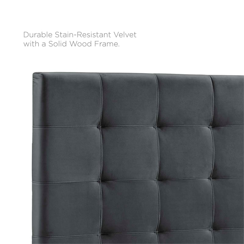 Modway Paisley Tufted Full/Queen Performance Velvet Headboard in Gray