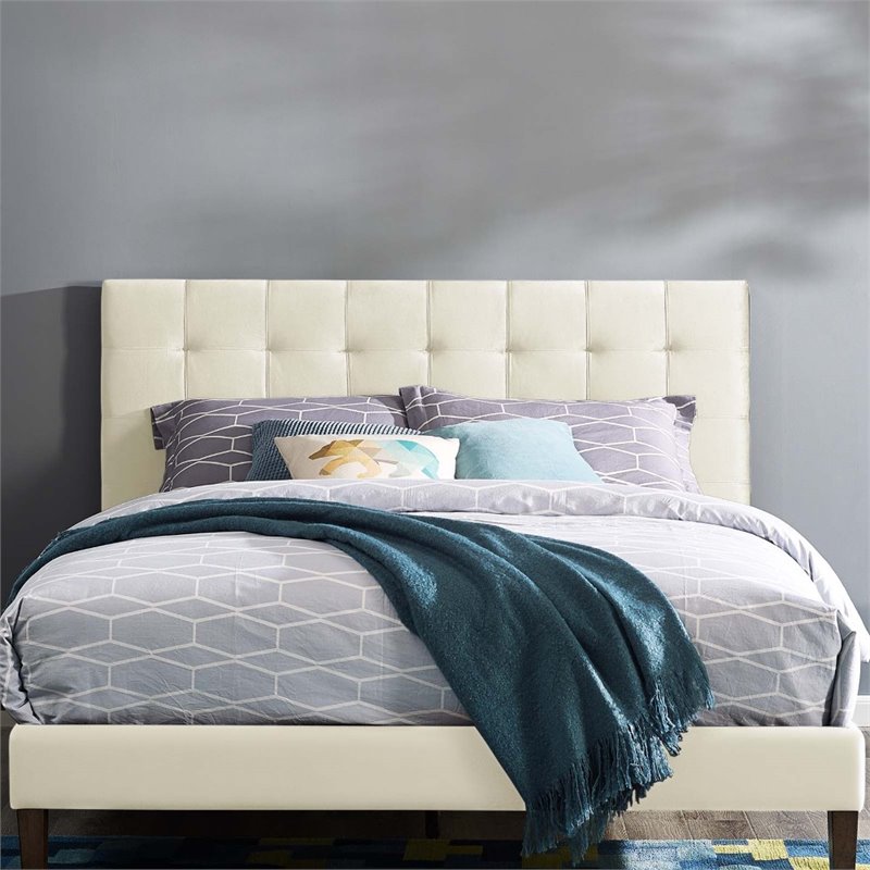 Modway Paisley Tufted Full/Queen Performance Velvet Headboard in Ivory