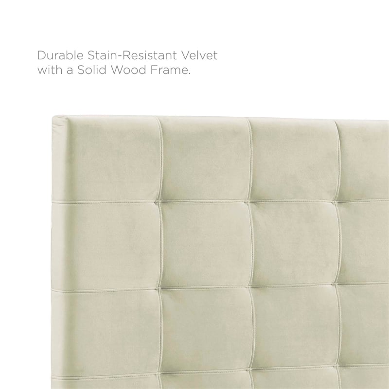 Modway Paisley Tufted Full/Queen Performance Velvet Headboard in Ivory