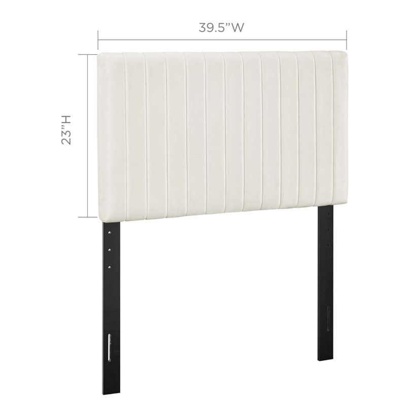 Modway Keira Twin Solid Wood and Performance Velvet Headboard in Ivory