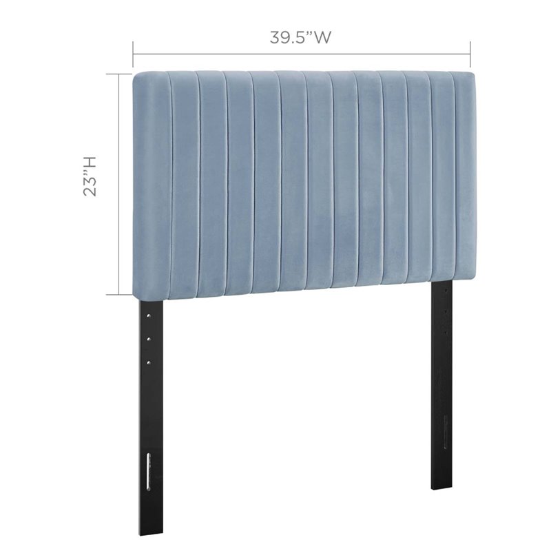 Modway Keira Velvet Upholstered Twin Headboard in Light Blue