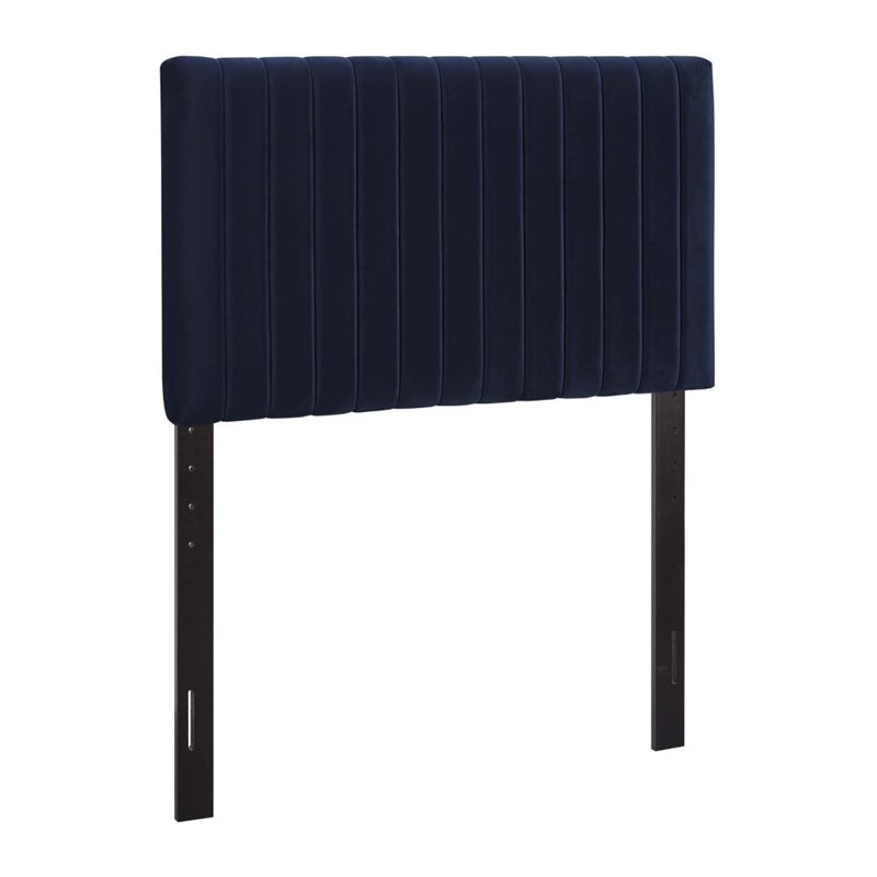 Modway Keira Velvet Upholstered Twin Headboard in Midnight Blue