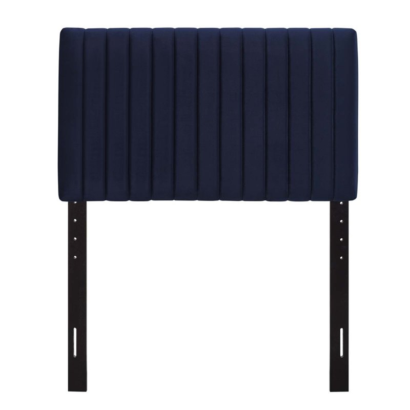 Modway Keira Velvet Upholstered Twin Headboard in Midnight Blue