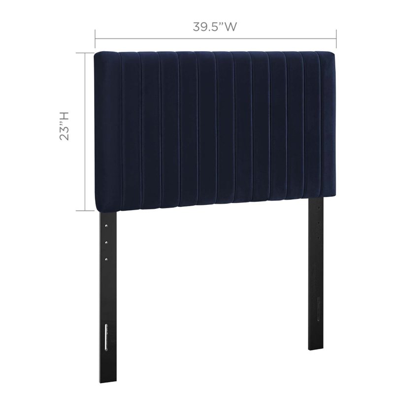 Modway Keira Velvet Upholstered Twin Headboard in Midnight Blue