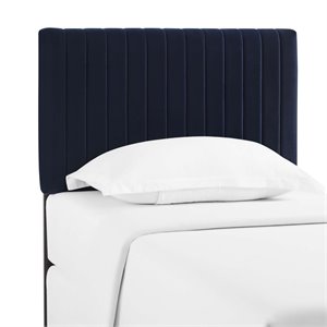 Modway Keira Velvet Upholstered Twin Headboard in Midnight Blue