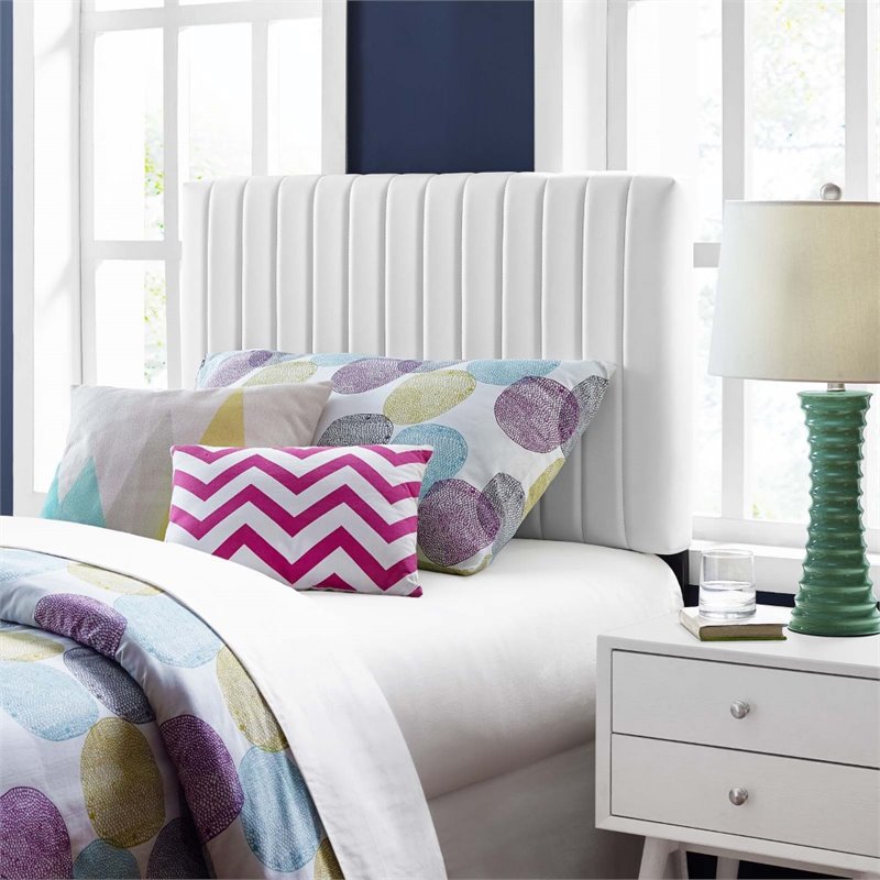 Modway Keira Faux Leather Upholstered Twin Headboard in White
