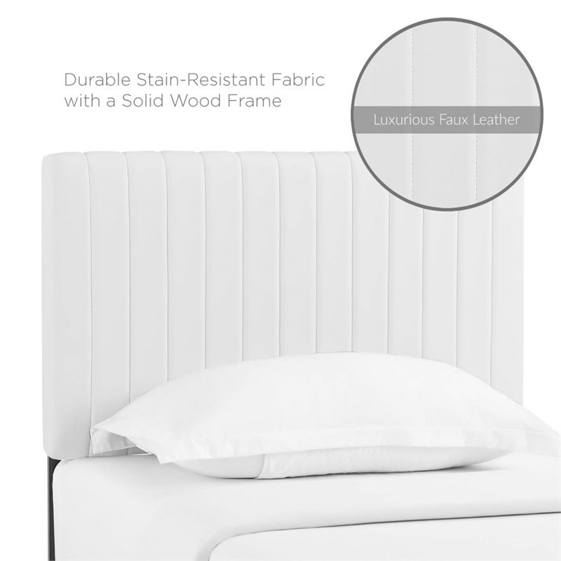 Modway Keira Faux Leather Upholstered Twin Headboard in White