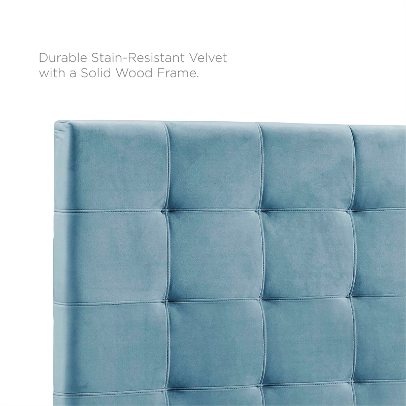 Modway Paisley Tufted Full/Queen Performance Velvet Headboard in Sea Blue